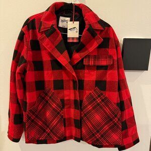 Women's Buffalo Check Melton Jacket - Woolrich, red, black